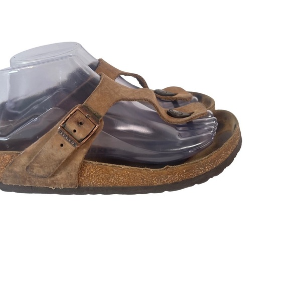 Birkenstock Gizeh Brown Leather Thong Cork Sandals Size 8 Euro 39 - Picture 3 of 14